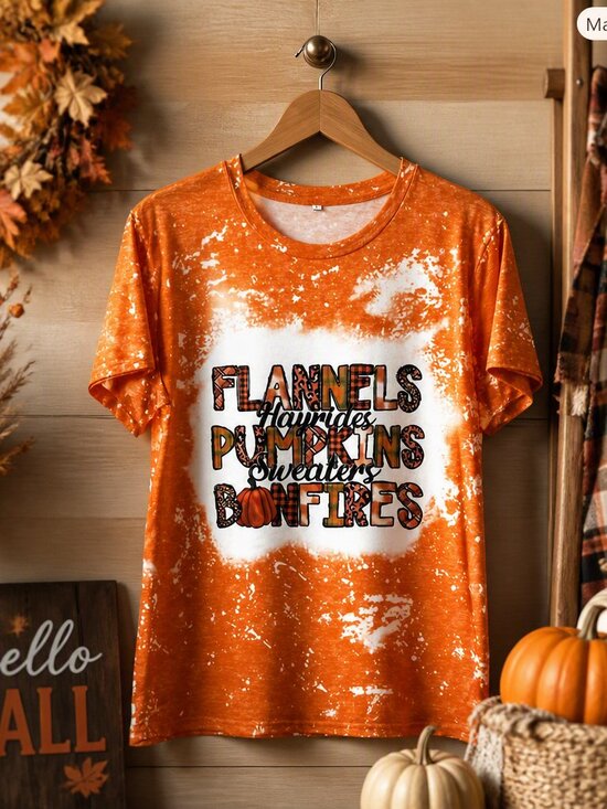 No Brand Tops - Fall Themed Graphic Print T-Shirt NWT